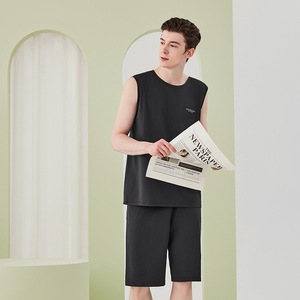 Conjunto de <span class=keywords><strong>Pijama</strong></span> <span class=keywords><strong>Corto</strong></span> de Verano para <span class=keywords><strong>Hombre</strong></span>, Ropa Casual para el Hogar, Cómoda, con Patrones Personalizables, Secado Rápido, Bolsillos, Hecha de Tejido de Algodón Puro - Product Image 5
