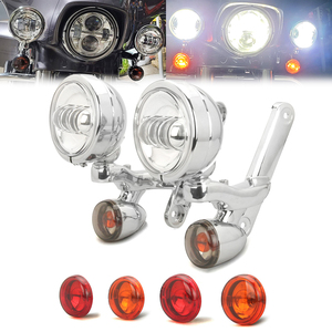 Feux auxiliaires LED 4,5 pouces, projecteurs antibrouillard, feux de croisement avec boîtier, clignotants pour <span class=keywords><strong>Harley</strong></span> Touring Road King - Product Image 1