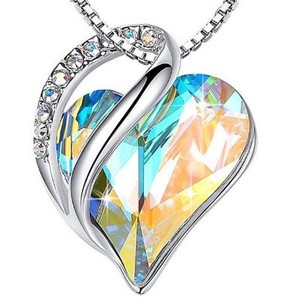 Collana Romantica a Cuore con Zirconi, Placcata Argento, in Rame, con Pietra Portafortuna, Regalo di San Valentino e Anniversario per Donna, Gioiello alla Moda - Product Image 5