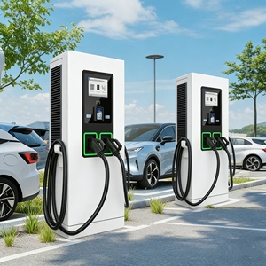 Station de recharge rapide universelle pour véhicules électriques 120 kW 160 kW CC, chargeur de voiture 250 A <span class=keywords><strong>Phase</strong></span> 3 à montage au sol avec câble de 5 m pour parking public - Product Image 1