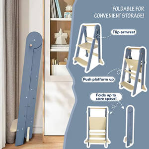 Torre de Aprendizaje Moderna Plegable con Altura Ajustable, Taburete de Madera de Alta Calidad para Niños Pequeños, Base Antideslizante, para Escuela y Apartamento - Product Image 6