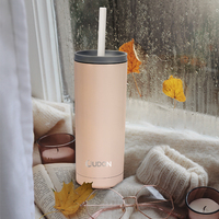 Mug de voyage isotherme à double paroi en acier inoxydable 600 ml avec paille, maintien au chaud 6-12 heures, portable, pour la rentrée scolaire, certifié CE/LFGB Europe