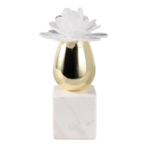 Scultura floreale moderna con base in marmo, statua decorativa per casa, ufficio, bagno, mensola, decorazione per interni - Product Image 1