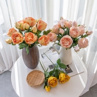 YC1117 fleurs en soie artificielle Roses réalistes Roses en soie pour bricolage Bouquet de mariage pièce maîtresse de Table décor à la maison