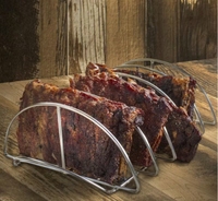 Support à côtes de porc en acier inoxydable pour barbecue, avec longue poignée, robuste et écologique, pour les grands grills Green Egg et Kamado Joe de 18 pouces