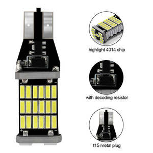 T15 921 W16W 45SMD 4014 LED Auto <span class=keywords><strong>Feu</strong></span> <span class=keywords><strong>De</strong></span> Frein Supplémentaire CANBUS PAS D'ERREUR Feux <span class=keywords><strong>De</strong></span> <span class=keywords><strong>Recul</strong></span> <span class=keywords><strong>De</strong></span> Voiture Feux Diurnes DC12 Blanc - Product Image 5