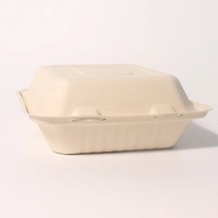 Boîte alimentaire minimaliste en bagasse, jetable, biodégradable, à 3 compartiments, type coquille, avec séparateur pour boîte à lunch