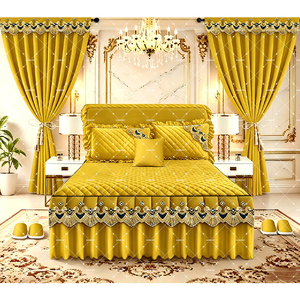 Ensemble de literie de luxe américain brodé en dentelle, matelassé, 5 pièces, toucher coton, avec rideaux et taies d'oreiller pour la maison ou l'hôtel - Product Image 3