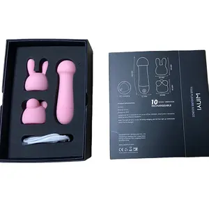 Fabricant chinois Recharge USB Vibromasseur pour femme Sex toy pour adulte Mini vibromasseur portable à 3 têtes en forme de lapin rose pour femme