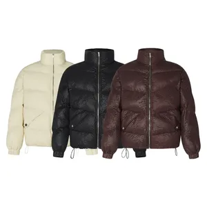 LAYENNE Winter Products Thickened Padded Winter Coat Street PU Leather Stand Collar Duck <strong>Down</strong> Waterproof <strong>Jacket</strong> - Product Image 6