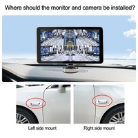 Caméra de recul pour voiture 6 pouces avec écran tactile 4 canaux, moniteur d'angle mort, caméra latérale gauche et droite, double objectif AHD 720P