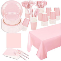 Assiettes en papier jetables, serviettes, fourchettes, gobelets, fournitures de fête de style américain pour anniversaires, mariages, Noël