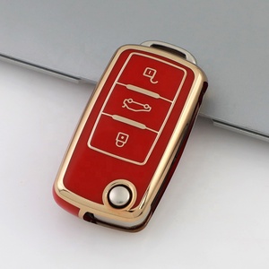 Funda de TPU con Borde Dorado para Llave de Coche Personalizada, Compatible con <span class=keywords><strong>VW</strong></span> Golf, Polo, Tiguan, Passat, Caddy, Funda para Llave Plegable, Bolsa para Control Remoto - Product Image 6