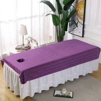 Ensemble de couvre-draps de table de massage en microfibre/coton doux avec trou de poitrine Drap plat ajusté élastique