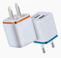 Chargeur mural USB 2.1A 5V Dual Port Cube Power Adapter Plug Block Charging Box Brick pour iPhone Galaxy LG Moto Android Phones