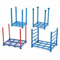 Étagère de stockage industrielle robuste empilable, étagère de stockage en métal pour entrepôt avec poteaux amovibles et base en grille ouverte