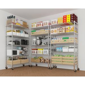 상업용 학교용 메탈 선반 5단 크롬 스틸 와이어 선반 높이 조절 가능한 팬트리 주방 수납 정리대 - Product Image 2