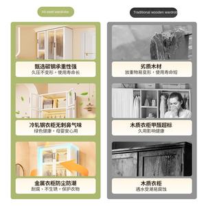 ארון בגדים מודרני מינימליסטי מפלדה, ארון אחסון, ריהוט לבית, חדר שינה, מתלה, בית להשכרה, הרכבה פשוטה - Product Image 4