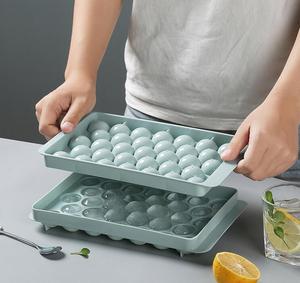 HY Runde Eiswürfelform mit Deckel, Eiskugelform für Gefrierschrank mit Behälter, Mini-Kreis-Eiswürfelform - Product Image 2