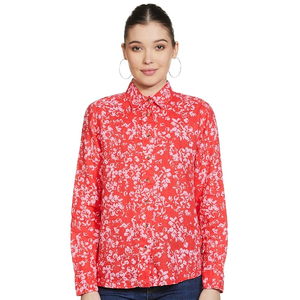 เสื้อเชิ้ตผ้าฝ้ายแขนเต็มระบายอากาศลำลองสำหรับผู้หญิงเสื้อถักลายกระดุมพิมพ์ลายตามสั่งฤดูร้อน - Product Image 4