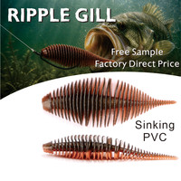 Leurre souple nervuré Ripple Gill, appât réaliste translucide à paillettes cuivrées, leurre flexible pour la pêche au bar