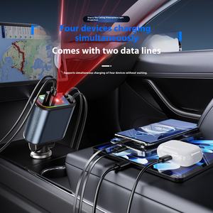 Stazione di Ricarica per Auto 4 in 1 con Luce Ambientale Stellata, Uscita 5V/2.4A, Caricabatterie Retrattile con Adattatore Rapido Tipo C e 2 Cavi - Product Image 4