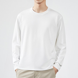 T-Shirt a maniche lunghe camicia <span class=keywords><strong>da</strong></span> <span class=keywords><strong>uomo</strong></span> a collo rotondo Casual <span class=keywords><strong>su</strong></span> <span class=keywords><strong>misura</strong></span> t-Shirt a fondo tinta unita - Product Image 2