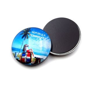 Custom 3D Round Glass Cabochon Customizable Country Dominica <b>Fridge</b> Crystal Magnet - Product Image 2