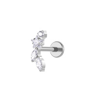 Cincin Segmen Berengsel Titanium ASTM F136 Yazi dengan Zirkon Ganda, Perhiasan Tindik Hidung Septum Conch yang Trendi