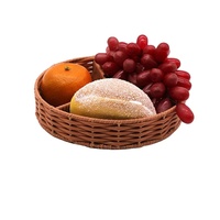Plateau à collation rond tressé de qualité alimentaire avec compartiments, corbeille de rangement tressée pour fruits, noix et snacks pour table basse