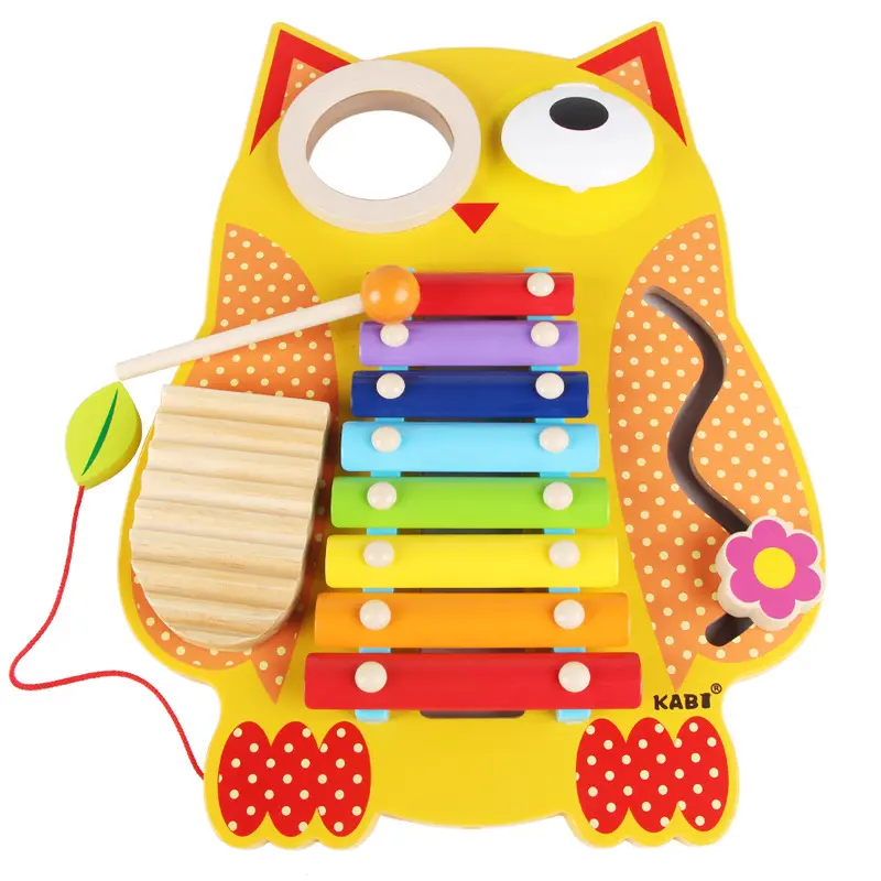 Fabricantes venda direta colorido xylophone tambor kit conjuntos de desenhos animados coruja música brinquedos atacado bebê música brinquedos educação precoce