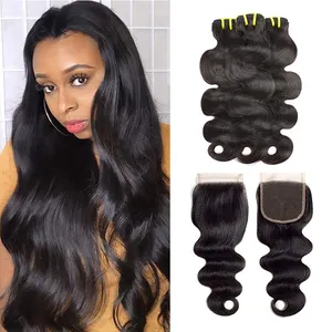 Wholesale Brazilian 5x5 Hd Lace Closure Bundles Set Raw Body Wave Package Human Hair Bundles With Closure