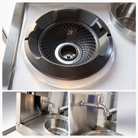 Cuisinière à gaz double wok en acier inoxydable robuste, haute puissance, pour la restauration professionnelle