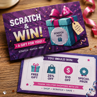 Cartes promotionnelles à gratter et gagner personnalisables, en papier écologique, pour coupons de restaurant et bons de café, pour la fidélisation des clients