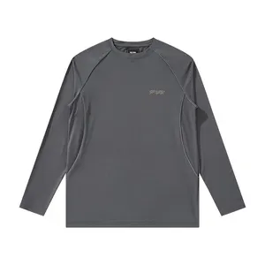 Polyester Spandex Running Reflective Printing Gym Sports T shirt Men Long Sleeve Sleeve T-Shirt In Bulk