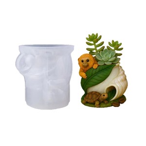Moule en silicone pour la création de tasses de rangement en résine, pots de fleurs et ornements DIY, avec motif de tortue et singe en symbiose - Product Image 5