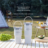 Gobelet isotherme grande capacité avec couvercle, portable, à emporter, tasse à café pour voiture avec paille, pour boissons chaudes ou froides