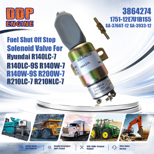 3864274 วาล์วโซลินอยด์หยุดการจ่ายน้ำมันเชื้อเพลิงสำหรับ R140LC-7 R140LC-9S R140W-7 R140W-9S R200W-7 R210LC-7 R210NLC-7 - Product Image 2