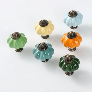 <b>Ceramic</b> Pumpkin Furniture Handles Colorful Novelty Shape Wardrobe Cabinet <b>Knobs</b> European Style Durable <b>Ceramic</b> Hardware - Product Image 2