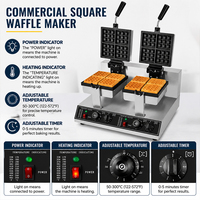 Vente flash : Gaufrier professionnel 3000W à double plaque, en acier inoxydable, pour restaurants et snack-bars