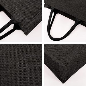 Bolsas de Yute Personalizadas de Alta Calidad al por Mayor, Bolsas de <span class=keywords><strong>Playa</strong></span> de Lino Negras Económicas y Personalizables - Product Image 2