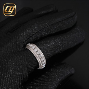 Anillo de Cadena Cubana con Micro Pavé de Diamantes Cultivados en Laboratorio, Anillo de Plata Estilo Hip Hop, Joyería de Fiesta para Hombre - Product Image 4