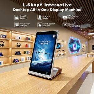 L-Shape Tablet Interactive Touch Screen Kiosk Evaluator Restaurant Ordering, Desktop Advertising Terminal <b>Digital</b> <b>Signage</b> - Product Image 3