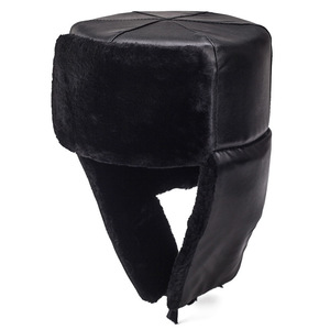 Lei Feng Hat Earflap Winter Hat Black Fleece Lined Warm Unisex 58-60cm Casual Style - Product Image 4
