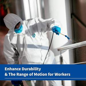 LOGO personnalisé en usine Vêtements de travail protecteurs standard <span class=keywords><strong>CE</strong></span> de haute qualité Combinaisons jetables microporeuses <span class=keywords><strong>PP</strong></span> SMS non tissées - Product Image 2