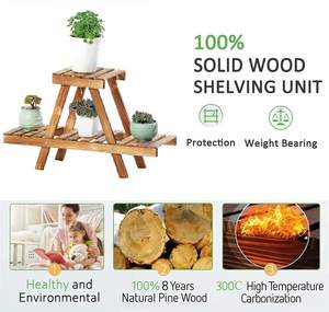Support <span class=keywords><strong>pour</strong></span> plantes en bois à 2 niveaux <span class=keywords><strong>Petit</strong></span> présentoir <span class=keywords><strong>pour</strong></span> plantes d'intérieur et d'extérieur Organisateur <span class=keywords><strong>pour</strong></span> le salon, le balcon et le jardin - Product Image 3