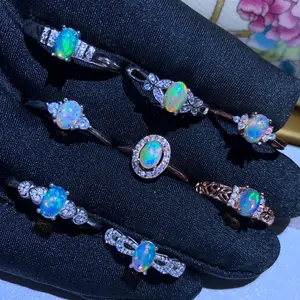 engagement rings jewelrypalace Suppliers-925 Sterling Zilver Natuurlijke Australische Opaal Ovale Maansteen Ring Glitters Fire Opal Ruwe Steen Engagement Band Ringen Sieraden