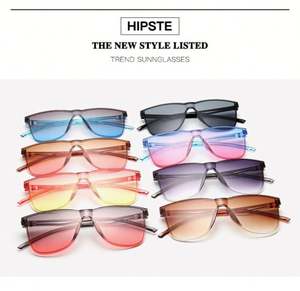 Lunettes de soleil carrées surdimensionnées 2019 pour femmes et hommes, avec logo personnalisé, verres dégradés, protection UV400, monture plate - Product Image 5