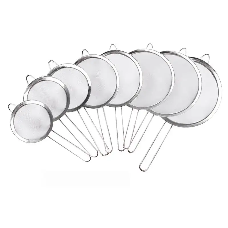 Fine Tea Coffee Durable Flour Sieve Stainless Steel Colanders Strainers Fine Mesh Food Pasta Strainer Kitchen Colander Set