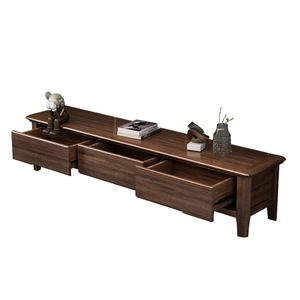 <b>Walnut</b> Solid Wood TV Cabinet And <b>Coffee</b> <b>Table</b> Combination Storage For Small Apartment Living Room Nordic Minimalist Style Floor - Product Image 1